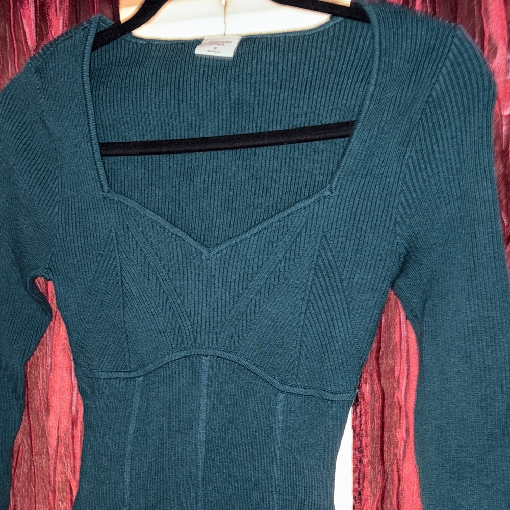 A&F Dark Teal Ribbed Sweater Bodysuit - Picture 4 of 4